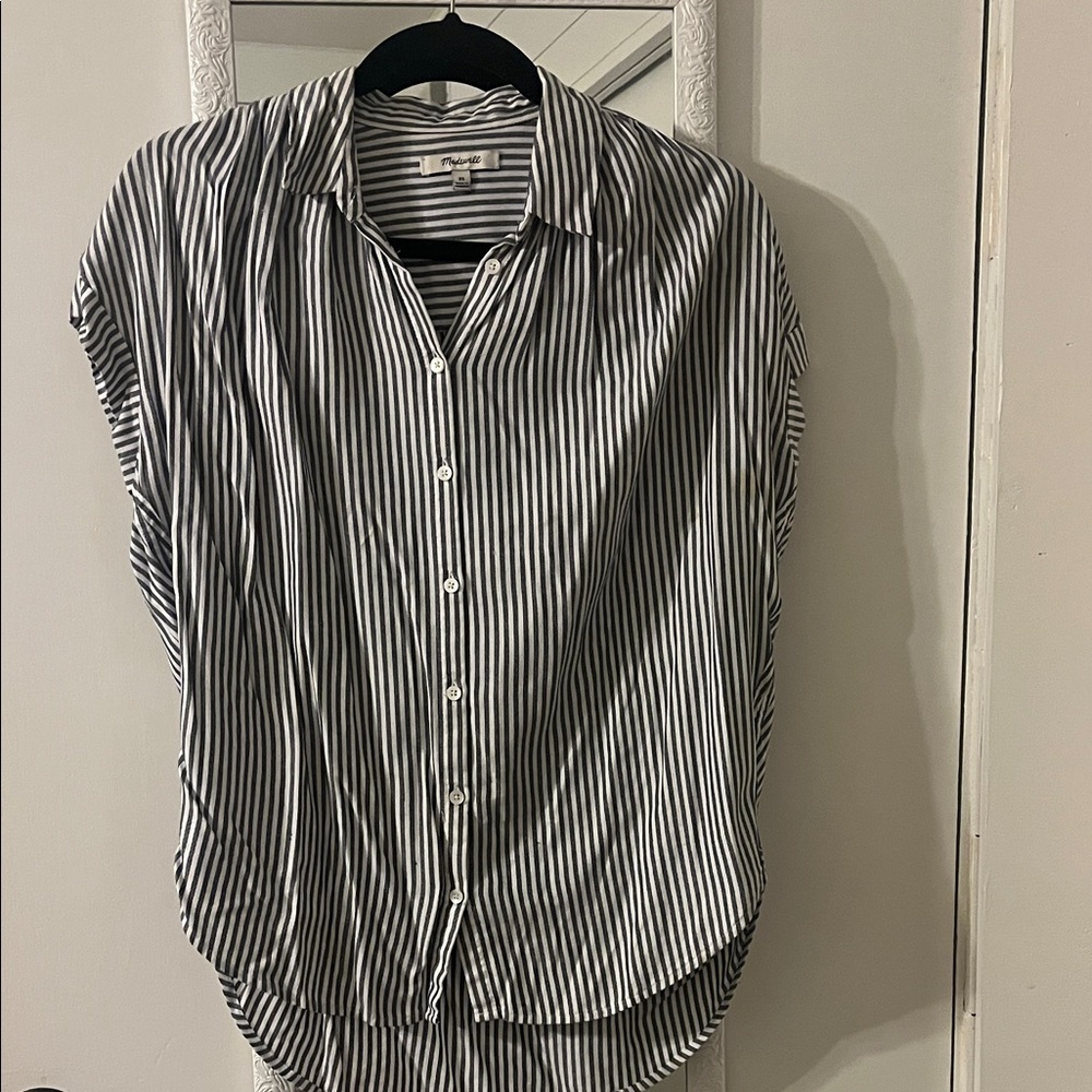 Madewell Black and White Striped Blouse